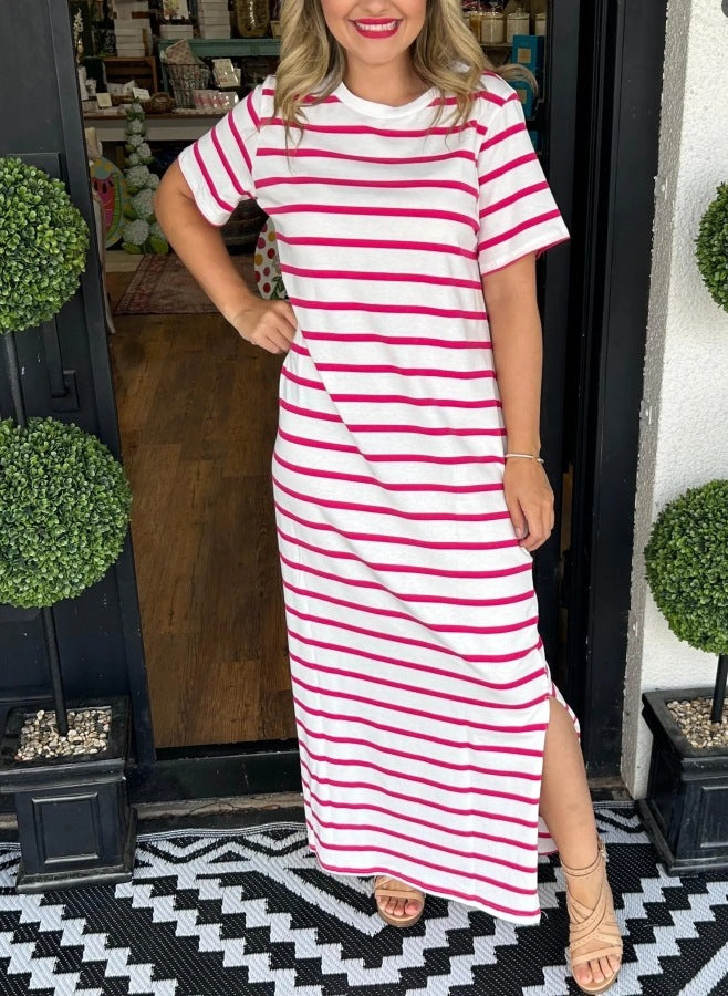 Luciana- Striped Printed T-shirt Dress