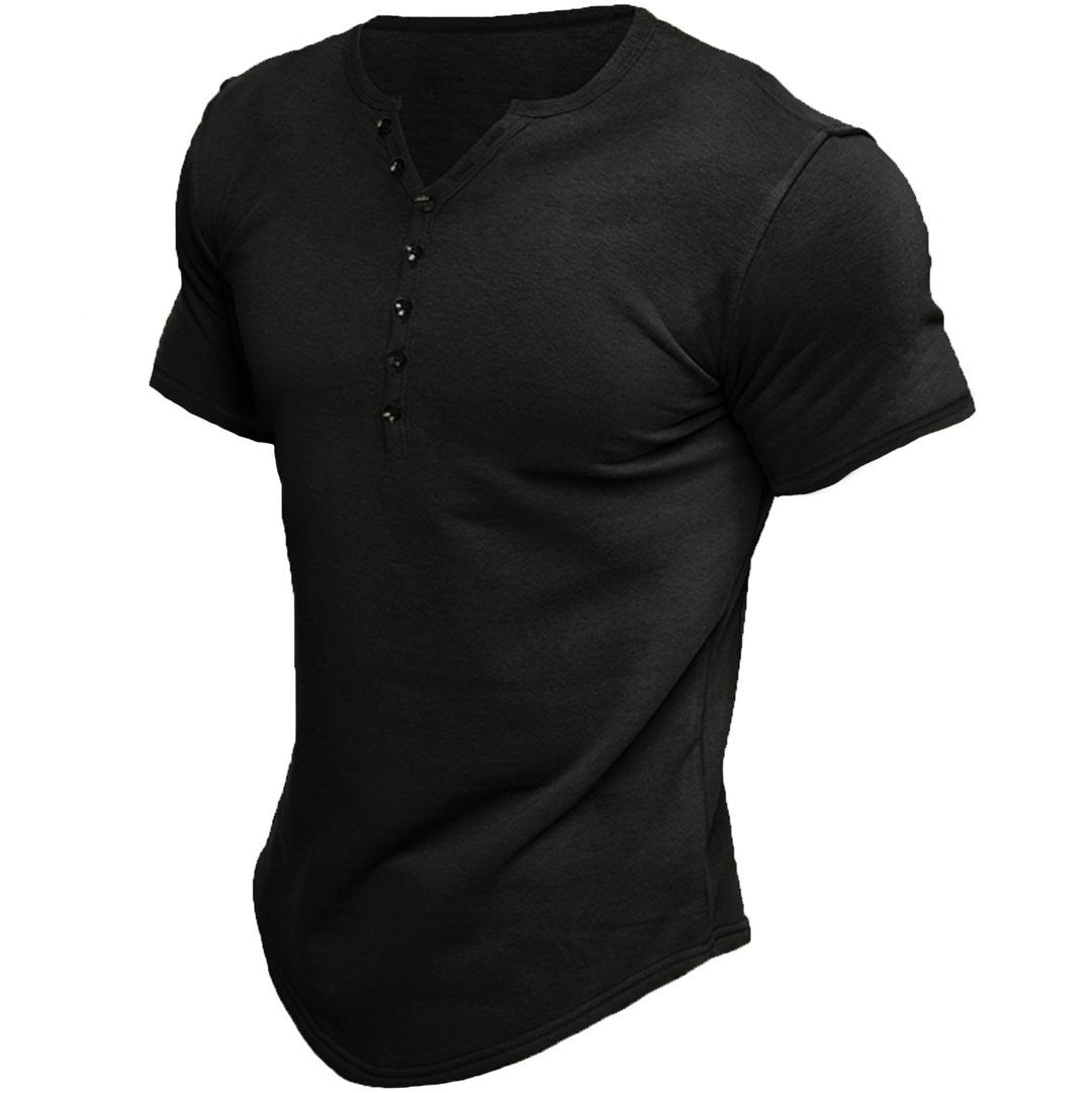 Virox - Men's Fashion Casual Solid Color Button Sleeve Top