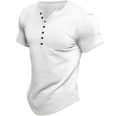 Virox - Men's Fashion Casual Solid Color Button Sleeve Top