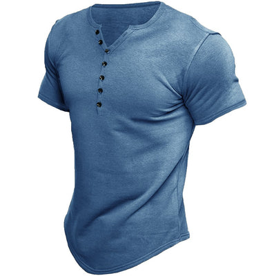 Virox - Men's Fashion Casual Solid Color Button Sleeve Top