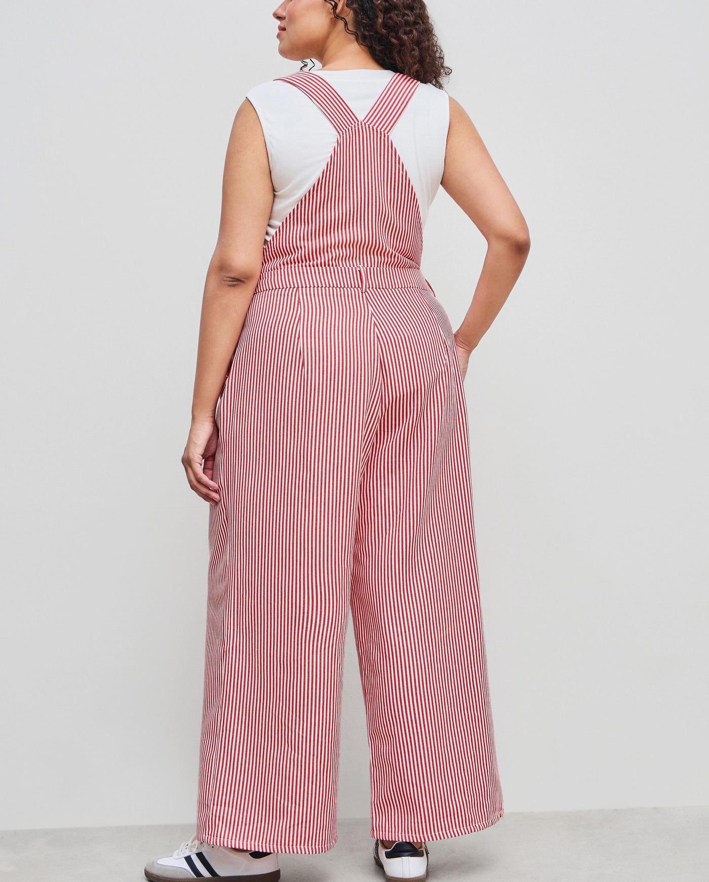 Levina- Striped Button Pocket Wide Leg Jumpsuit