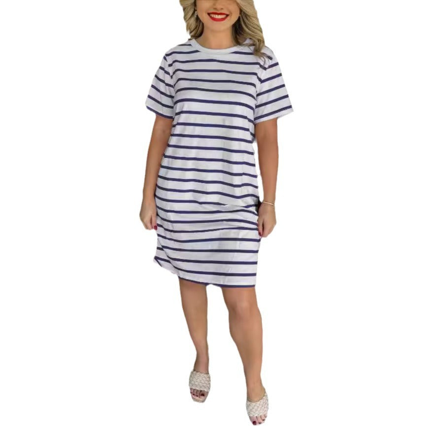 Adriana- Striped T-Shirt Dress with Pockets