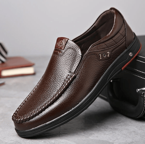 Lunora™ Men's Genuine Leather Soft Insole Slip-On Loafers