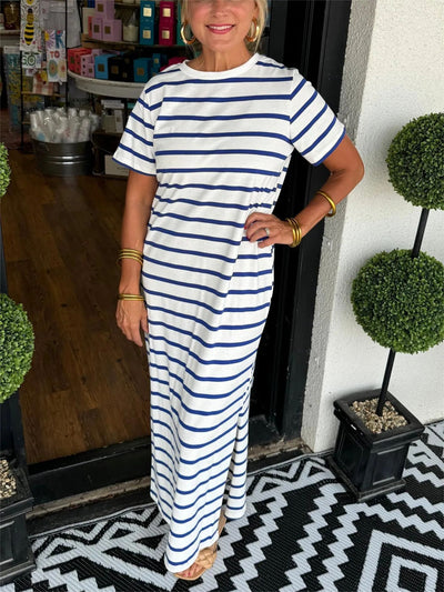 Luciana- Striped Printed T-shirt Dress