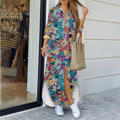 Florenzo™ Long Floral Print Shirt Dress