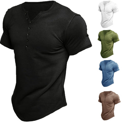 Virox - Men's Fashion Casual Solid Color Button Sleeve Top