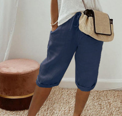 Elanora | Cotton and Linen Pocket Elastic Casual Shorts