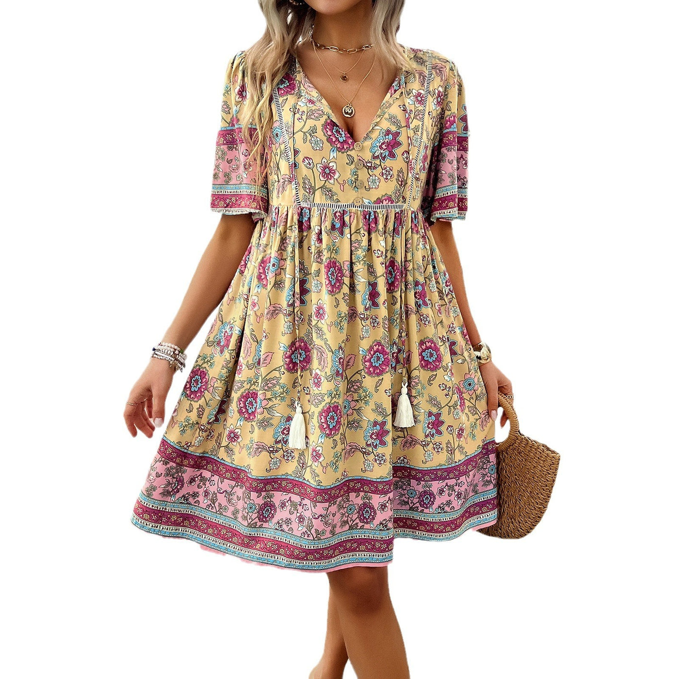 Serena | Casual Floral Print Short Sleeve Dress