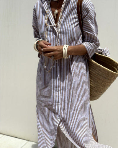 Half | Sleeve Striped Cardigan Blazer Dress