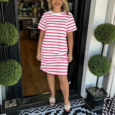 Adriana- Striped T-Shirt Dress with Pockets