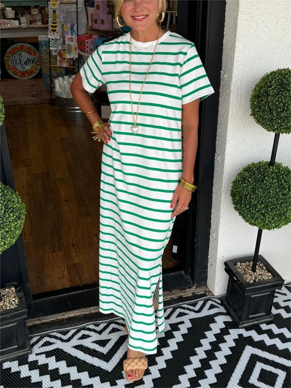 Luciana- Striped Printed T-shirt Dress